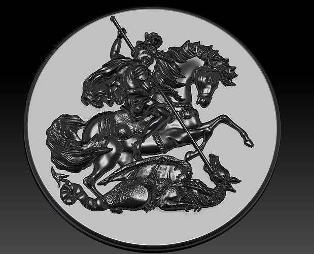 santo Giorgio pendente interni oro design arte ciondoli gioielleria argento culon cavallo dragone 3D print model - Mito3D