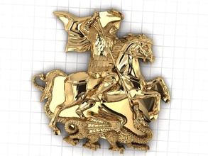 saint george victorious striking serpent bas relief christian ponytail jacobite independence jewelry pendants 3d print model - Mito3D