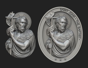 aziz john vaftizci kolye madalyon madalya takı mücevher hıristiyan tanrı dini sanat heykeller 3d print model - Mito3D