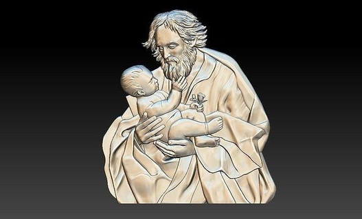 santo Giuseppe 3d sollievo cnc Stampa modello Gesù arte sculture 3d print model - Mito3D