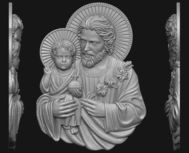 heilige joseph baby jesus anhänger medaillon schmuck christian linderung base porträt skulptur kunst skulpturen 3d print model - Mito3D