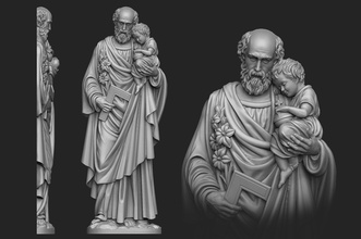 aziz joseph bas relief isa baba tanrı madalyon rahatlama kolye bebek kilise kutsal hıristiyan takı mücevher cnc katolik vesika çocuk dini sanat heykeller 3d print model - Mito3D