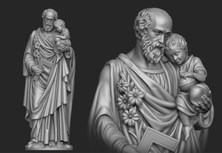 aziz joseph heykel baba çiçekler isa tanrı st kilise hıristiyan jesu zanaatkar vesika kutsal takı mücevher din dini katolik kitap sanat heykeller 3d print model - Mito3D