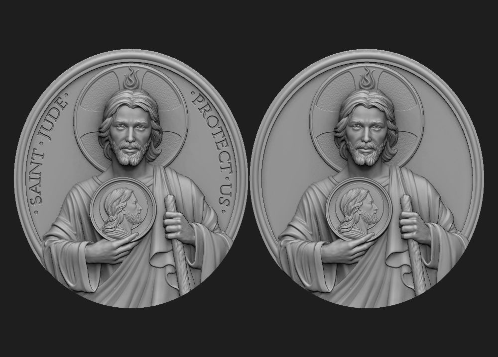 saint jude medallion jewelry jewellery christian religious god pendant art sculptures 3D print model - Mito3D