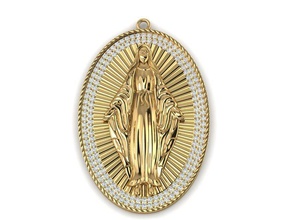 saint maria pendant jessu charm 3d cad jewelry gold matrix print rhino zbrush pendants 3d print model - Mito3D