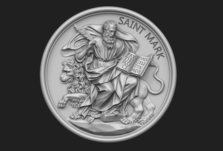 aziz işaret madalyon evangelist kutsal kitap havari isa katolik hıristiyan tanrı kolye takı mücevher din dini aslan rahatlama bas cnc sanat heykeller 3d print model - Mito3D