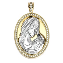 saint mary pray pendant jewelry necklace church holy 3metalls gold silver virgin mothergod cross jesusmother jewel 3dprintable offerprayers pendants 3d print model - Mito3D