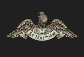 saint matthew evangelist pendant bible bas relief medallion angel wings christian charm catholic jesus religious art sculptures 3d print model - Mito3D