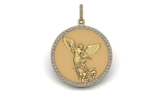 Saint Michael Jésus Valentin église vacances pendentif 3dmodel diamant anniversaire cadeau argent bijoux pendentifs 3d print model - Mito3D