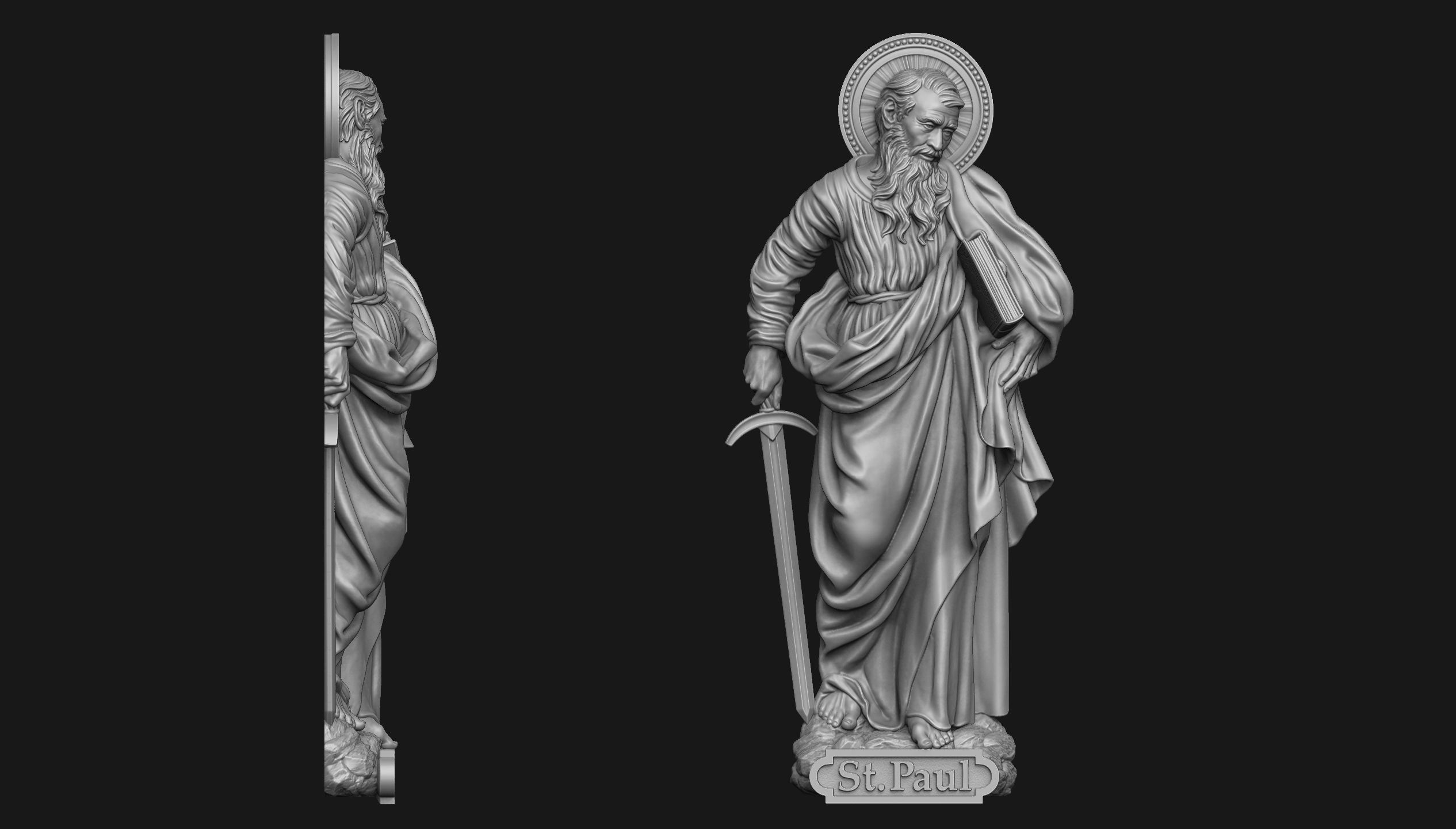 aziz paul bas relief kılıç kutsal kitap isa paolo hıristiyan takı mücevher kolye madalyon cnc rahatlama st dini katolik kilise tanrı sanat heykeller 3D print model - Mito3D