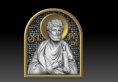 aziz Peter havari cnc 3d model kutsal isa Hıristiyan kolye madalyon Rahatlama dini Katolik heykeller dindar nesne Ortodoks ikon Sanat 3d print model - Mito3D