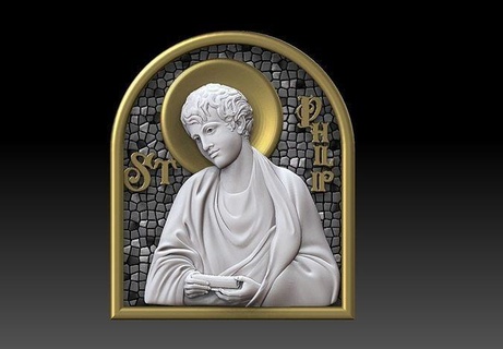santo philip apostolo Gesù cristiano pendente medaglione cnc sollievo religioso cattolico sculture religiou oggetto ortodosso icona arte 3d print model - Mito3D