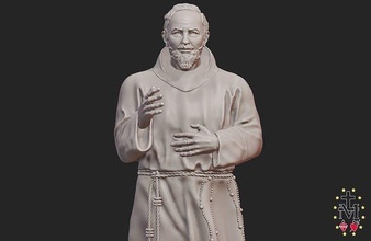 saint pio of pietrelcina - statue portrait religious church catholic rays holy cnc jewelry jewellery christian cemetery art sculptures padre father priest 3d print model - Mito3D