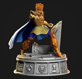 Santo seiya León oro aiolia estatua aioria leonoro dorado cvz koz caballerodelzodiaco Saint Seiya 3dprinting bionic3d figuras acción Arte esculturas 3d print model - Mito3D