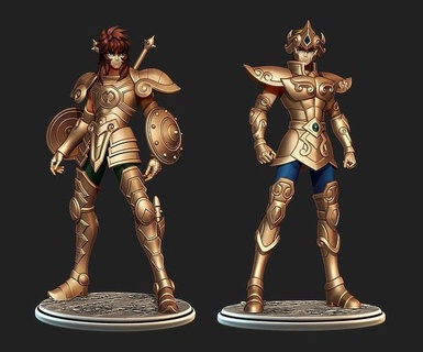 saint seiya pack 1 - aiolia leo dohko libra gold armor cdz character anime cavaleiros miniature leon zodiaco figure games toys 3d print model - Mito3D