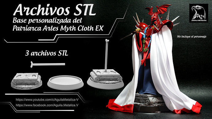 saint seiya patriarche arles base para mythe tissu ex stl mythclothex figure chevaliers zodiaque 3dprint armadura pape loisir diy 3D print model - Mito3D