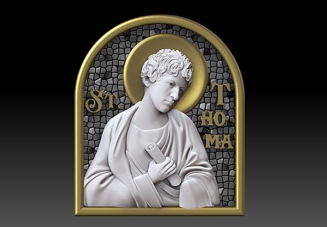 santo thomas apóstol cnc 3d impresión modelo jesús cristiano colgante pendiente medallón alivio religioso católico esculturas religiou objeto ortodoxo icono arte 3D print model - Mito3D