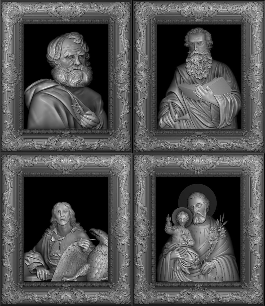 saints collection- 3d model art cnc man christianity catholicism models sculptures decoration painting saint jesu statue christian cathedral medium father mathematical 3D print model - Mito3D