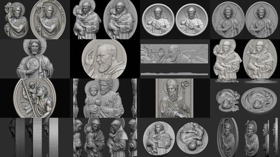 saints collection sculptures god jewellery jewelry religious christian pendant saint relief john francis padre pio jude art 3d print model - Mito3D