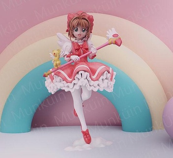 Sakura Karte Fänger Ventilator Kunst Intro Kerberos Koto Anime Manga Liebe niedlich Karikatur Kleid Mädchen Spaß sculp Skulpturen volles 3d print model - Mito3D