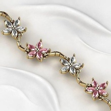sakura çiçek markizler altın bilezik or kolye bağlantılar mücevher gergedan rodyum 3dprint yazdır elmas düğün nişan parlak yakut safir zümrüt sitrin ağaç markiz takı bilezikler 3d print model - Mito3D
