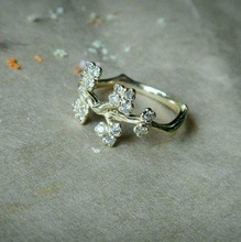 Sakura anel joalheria luxo esterlina prata pedra jóias jóia Casamento platina sacura brilhante diamante ouro noivado moda beleza gema argolas 3d print model - Mito3D