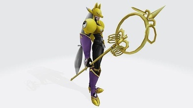 sakuyamon gold character holding sword digimon monster anime cartoon model games toys 3d print model - Mito3D