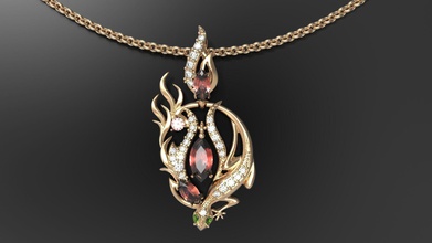 salamander pendant jewelry gold lizard fire silver wax marquis round gem flame element pendants 3d print model - Mito3D