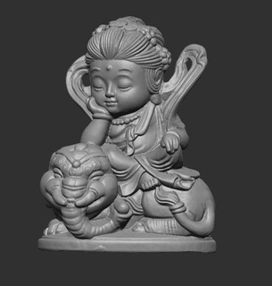 Samantabhadra Bodhisattva Elefant Fahrten drucken Modell Skulptur Scan Karikatur Kunst scannt Repliken 3d print model - Mito3D
