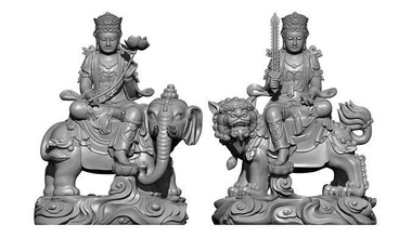 samantabhadra statue of cinese dio statua figura buddha scultura arte antico cultura religione passatempo fai 3d print model - Mito3D
