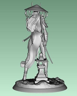 samurai niña escultura personaje figuritas armadura bárbaro hembra guerrero imagina dnd mujer blindado estatua humorístico mini escena figurilla rojo sonja Caballero Arte esculturas 3d print model - Mito3D