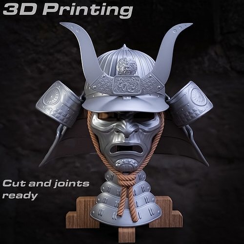 samurai helm kabuto maske 3d 3dprint japanisch spielzeug kunst sammlerstück dekorativ film drachen sla harz dekor skulptur dekoration schädel skulpturen 3D print model - Mito3D