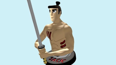 samouraï jack 3d impression homme personnage amusement épée prise japon dessin animé shuriken lame arme corps jouet figure statue sculpture jeux jouets 3d print model - Mito3D