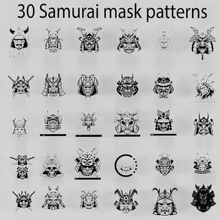 samurai mask patterns japanese katana character art signs logos 3d print model - Mito3D
