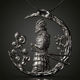 samurai oni pingente joalheria imprimível ouro prata jóias jóia orelha zbrush pescoço espada 2d platina anel legal pingentes 3d print model - Mito3D