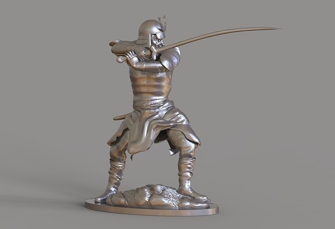 samurai statua Giappone ninja spada katana giapponese lame arma lama shuriken assassino scultura arte sculture 3D print model - Mito3D