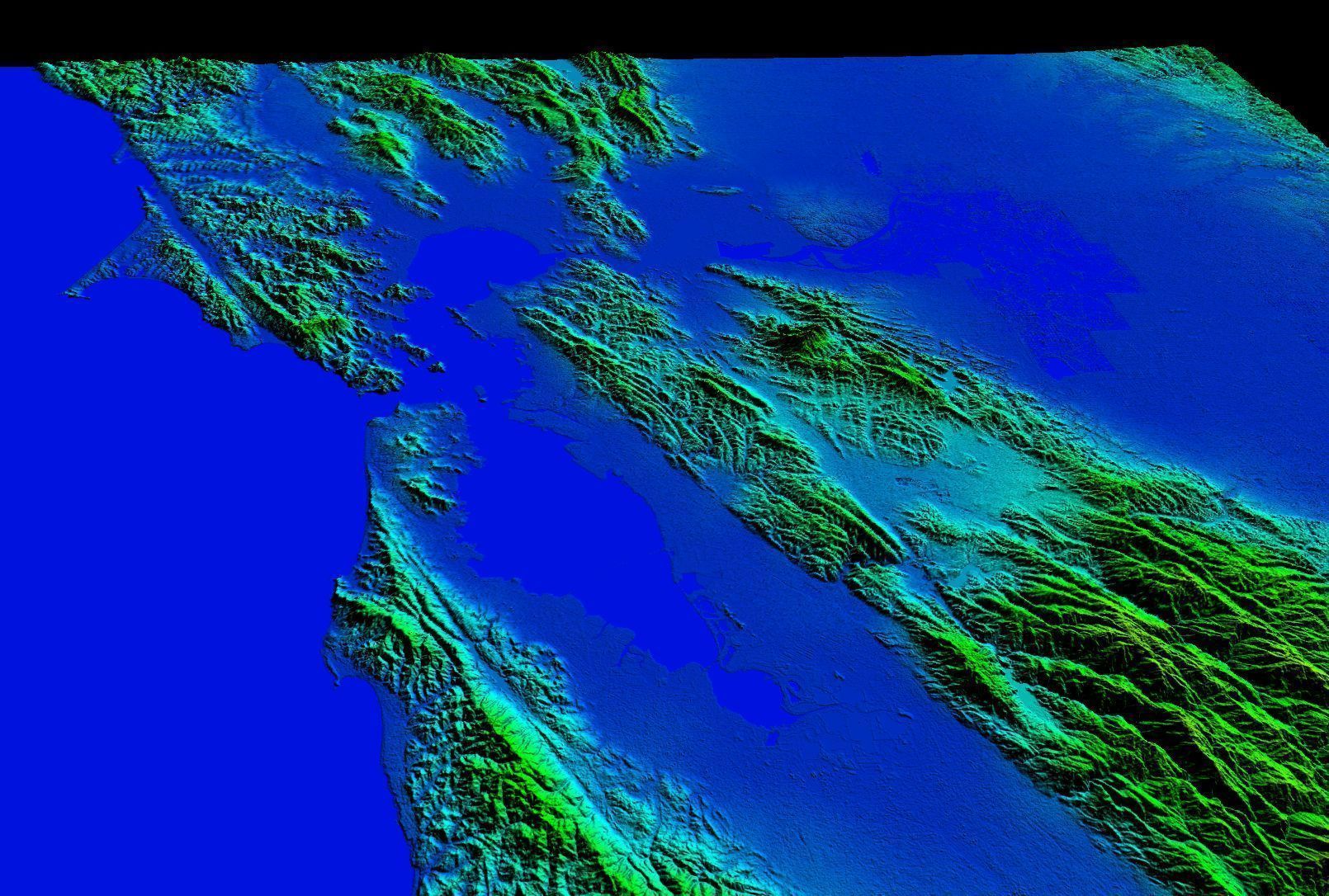 san francisco baie zone terrain topographie élévation modèle sf bayarea satellite topo nautique science ingénierie 3D print model - Mito3D