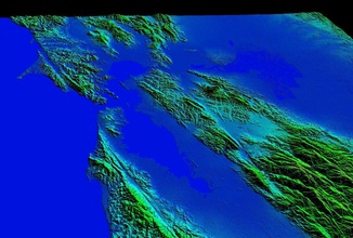 san francisco bahía zona terreno topografía elevación modelo sf área satélite topo náutico ciencias ingenieria 3d print model - Mito3D