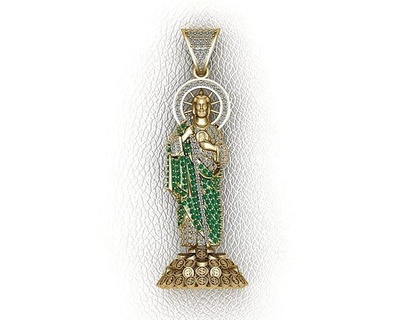 san Judas tadeo personagem joalheria ouro imprimível prata diamante pingentes católico cristão religião amar cristandade 3d print model - Mito3D