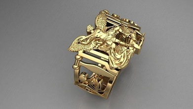 san miguel anel cnc esmerilhamento religioso simbolos joya joalheria ouro argolas diamante moda brilhando arte anjos esculturas prata estátua luxo 3d print model - Mito3D