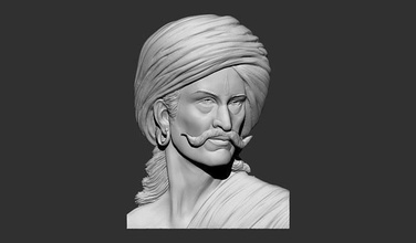 sangolli rayanna Vesika Hintli Hindistan bas Rahatlama cnc Sanat heykeller 3d print model - Mito3D