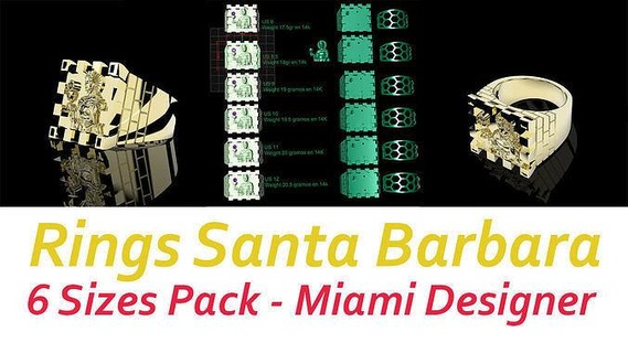 Père Noël Barbara tour bague vierge Anillo Saint or goujat bijoux conception 3dprint joyeria oro Miami anneaux 3d print model - Mito3D