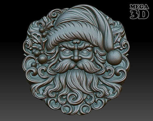 papai noel claus relevo 07 240718 neve natal feriados cnc impressão alívio decoração joalheria artcam arte gravação esculpido marcenaria pingentes 3d print model - Mito3D