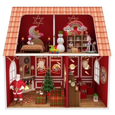 santa claus miniatura casa casa delle bambole stampabile natale ringraziamento albero anno giocattolo gioco pino regalo vacanza ragazzi giocattoli divertente famiglia stampa giochi 3d print model - Mito3D