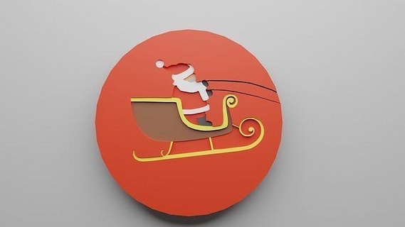 santa claus sleigh coaster christmas design decorative drink beer coffee tea illustration holiday year happy celebration christma house kitchen dining 3d print model - Mito3D