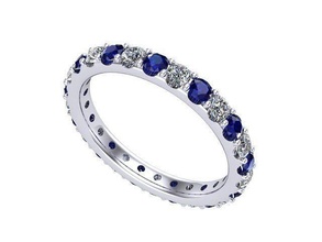 zafiro diamantes infinito banda diamante dorado plata joyería joya anillo anillos 3d print model - Mito3D