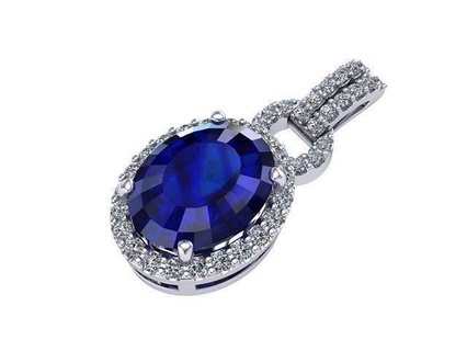 sapphire diamonds pendant diamond golden silver jewelry pendants 3d print model - Mito3D