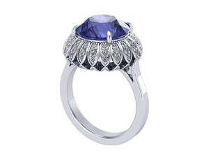 zafiro diamantes anillo dorado plata joyería joya anillos 3d print model - Mito3D