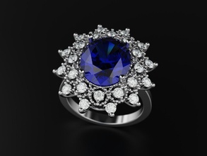 sapphire engagement ring blue stone diamond jewelry print 3dprinted jewellery printable rings design jewel golden fashion printabl printing gold prototyping 3d print model - Mito3D