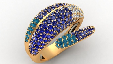 safira moda diamante de um anel ouro jóias brilhantes casamento o engajamento a mulher garota printable jóia topázio brinco luxo gem beleza noivado anéis 3d print model - Mito3D